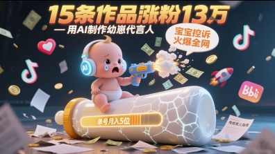 用AI制作幼崽代言人，宝宝的控诉火爆全网，15条作品涨粉13W，单号月入5位数实操教程| 网创圈