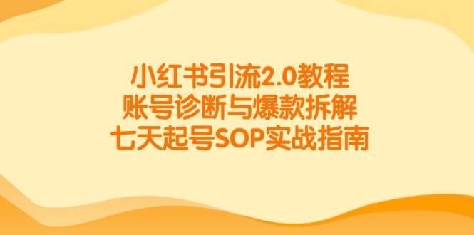小红书引流2.0教程，账号诊断与爆款拆解，七天起号SOP实战指南| 网创圈