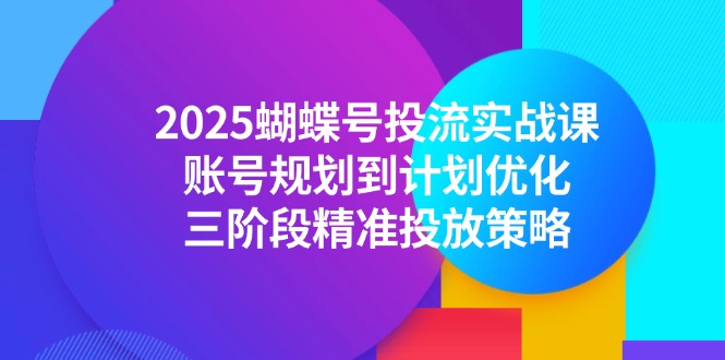 （14987期）2025蝴蝶号投流实战课，账号规划到计划优化，三阶段精准投放策略| 网创圈