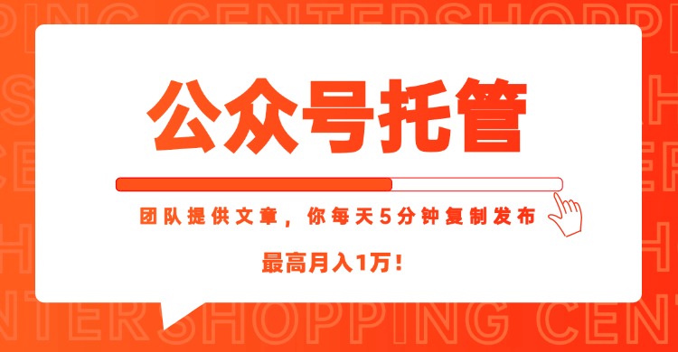 【公众号托管 】我提供文章，你每天５分钟复制发布，最高月入1W| 网创圈