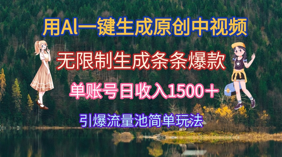 用Al一键生成原创中视频，无限制生成条条爆款，单账号日收入1500＋引爆…| 网创圈