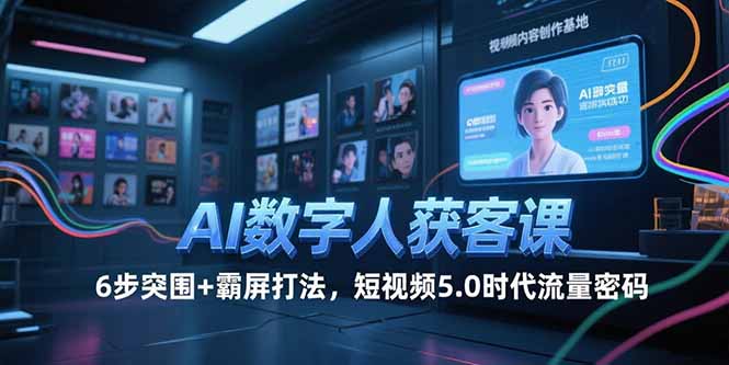 AI数字人获客课，6步突围+霸屏打法，短视频5.0时代流量密码| 网创圈