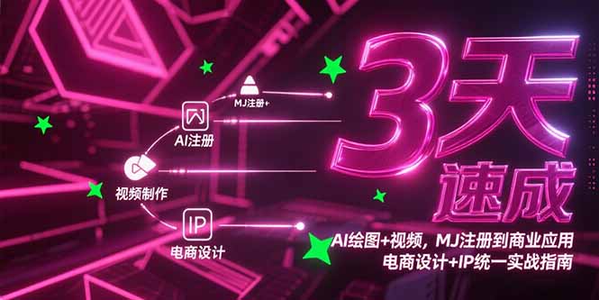 3天速成AI绘图+视频，MJ注册到商业应用，电商设计+IP统一实战指南| 网创圈