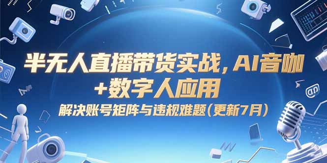 半无人直播带货实战，AI音咖+数字人应用 解决账号矩阵与违规难题(更新7月| 网创圈