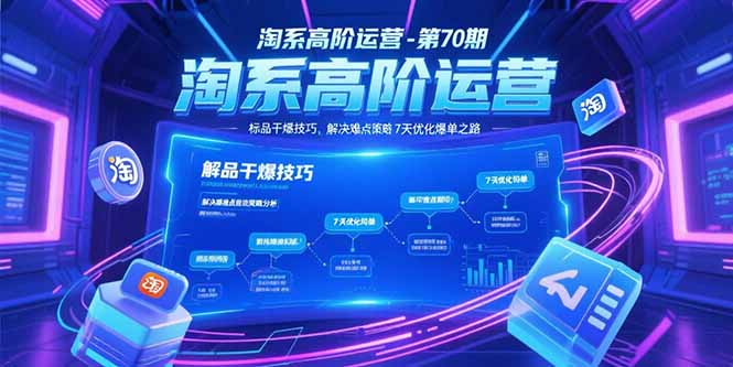 淘系高阶运营-第70期，标品干爆技巧，解决难点策略，大佬操盘方法| 网创圈