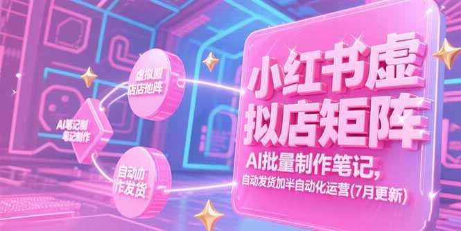 小红书虚拟店矩阵，AI批量制作笔记，自动发货加半自动化运营(7月更新| 网创圈