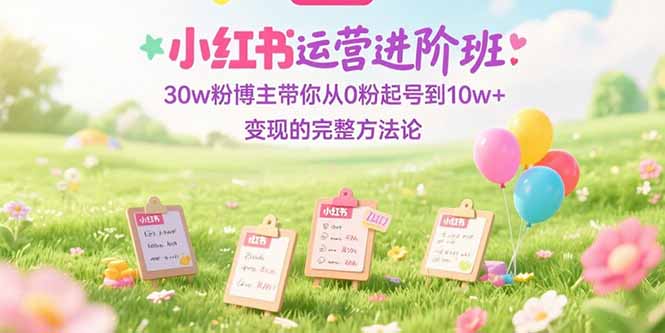 小红书运营进阶班：30w粉博主带你从0粉起号到10w+变现的完整方法论| 网创圈