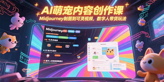 AI萌宠内容创作课，Midjourney制图到可灵视频，数字人带货玩法| 网创圈
