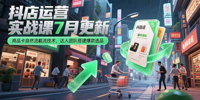 抖店运营实战课7月更新，商品卡自然流截流技术，达人团队搭建爆款选品| 网创圈