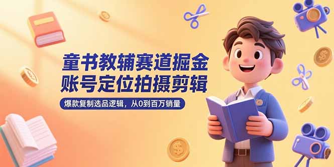 童书教辅赛道掘金，账号定位拍摄剪辑，爆款复制选品逻辑，从0到百万销量| 网创圈