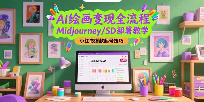 AI绘画变现全流程，Midjourney/SD部署教学，小红书爆款起号技巧| 网创圈