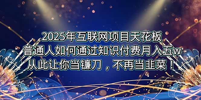 2025年互联网项目天花板，普通人如何通过卖项目实现逆风翻盘，月入5W＋！| 网创圈