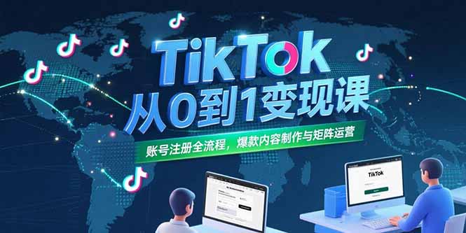 TikTok从0到1变现课，账号注册全流程，爆款内容制作与矩阵运营| 网创圈