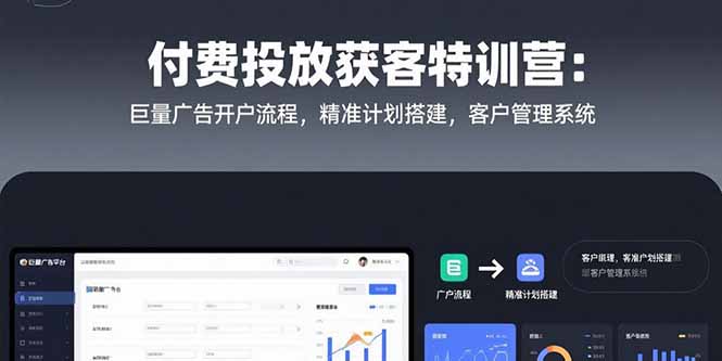 付费投放获客特训营：巨量广告开户流程，精准计划搭建，客户管理系统| 网创圈