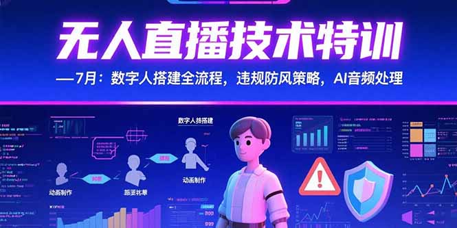 无人直播技术特训-7月：数字人搭建全流程，违规防风策略，AI音频处理| 网创圈