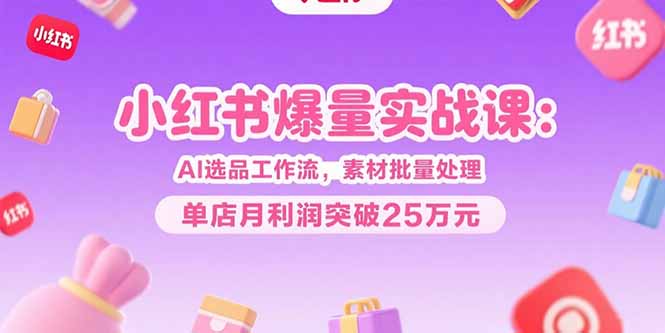 小红书爆量实战课：AI选品工作流，素材批量处理，单店月利润突破25万元| 网创圈