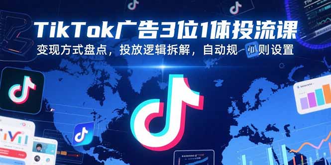 TikTok广告3位1体投流课，变现方式盘点，投放逻辑拆解，自动规则设置| 网创圈