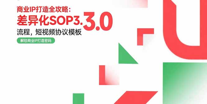 商业IP打造全攻略：差异化SOP3.0流程，短视频协议模板，婚恋项目实战案例| 网创圈