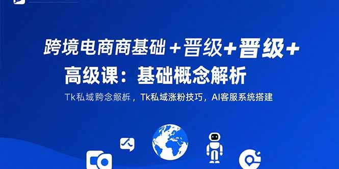 跨境电商基础+晋级+高级课：基础概念解析,Tk私域涨粉技巧,AI客服系统搭建| 网创圈