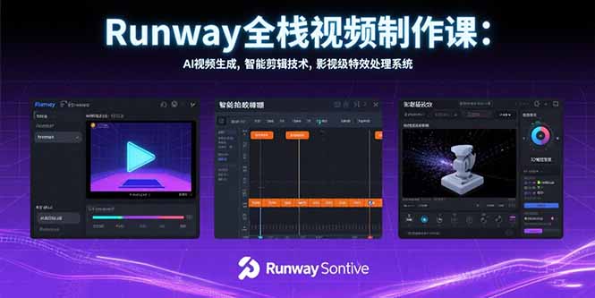 Runway全栈视频制作课：AI视频生成，智能剪辑技术，影视级特效处理系统| 网创圈