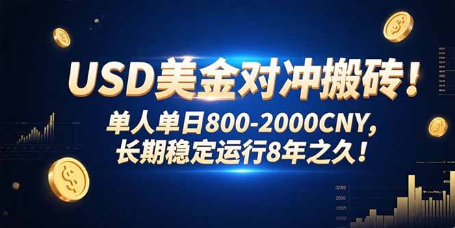 USD美金对冲搬砖!单人单日800-2000CNY，长期稳定运行8年之久!| 网创圈