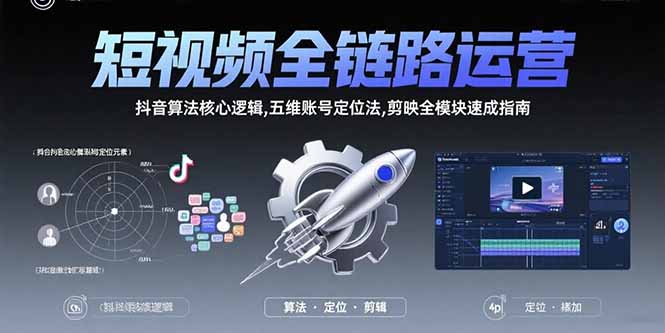 短视频全链路运营：抖音算法核心逻辑,五维账号定位法,剪映全模块速成指南| 网创圈