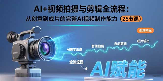 AI+视频拍摄与剪辑全流程：从创意到成片的完整AI视频制作能力(25节课| 网创圈