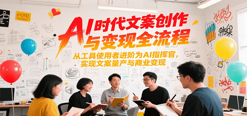 AI时代文案创作与变现全流程，从工具使用者进阶为AI指挥官，实现文案量产与商业变现| 网创圈