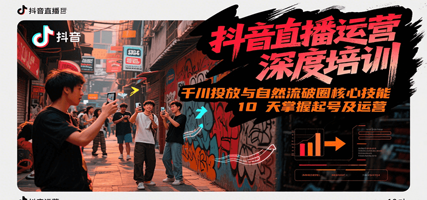 抖音直播运营深度培训，千川投放与自然流核心技能，10天掌握起号及运营(6-7月新课)| 网创圈