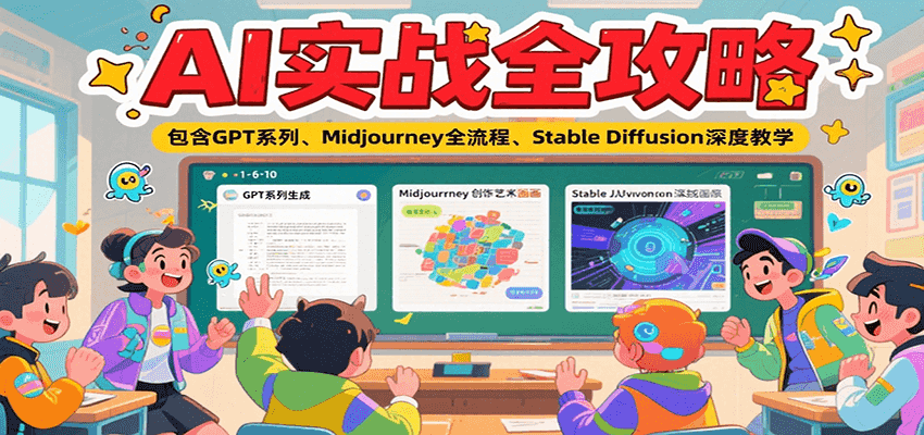 AI实战全攻略，包含GPT系列、Midjourney全流程、Stable Diffusion深度教学| 网创圈