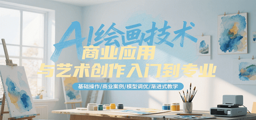 AI绘画技术商业应用与艺术创作入门到专业，基础操作/商业案例/模型调优/渐进式教学| 网创圈