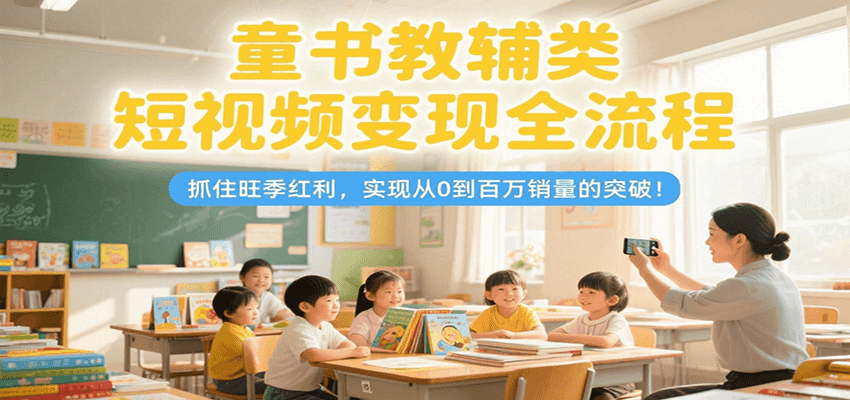 童书教辅类短视频变现全流程，抓住旺季红利，实现从0到百万销量的突破！| 网创圈