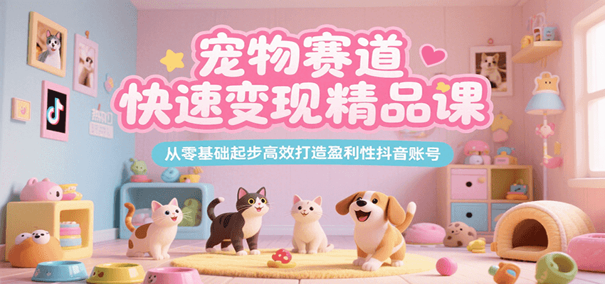 宠物赛道快速变现精品课，从零基础起步高效打造盈利性抖音账号| 网创圈