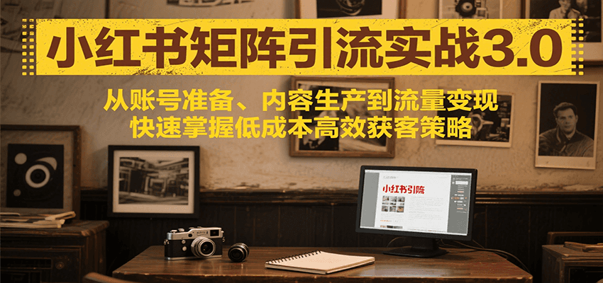 小红书矩阵引流3.0，从账号准备、内容生产到流量变现，快速掌握低成本高效获客策略| 网创圈