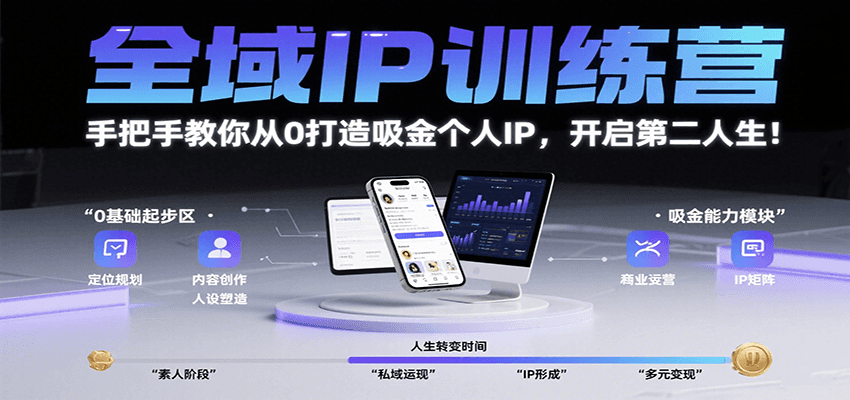 全域IP训练营，手把手教你从0打造吸金个人IP，开启第二人生！| 网创圈