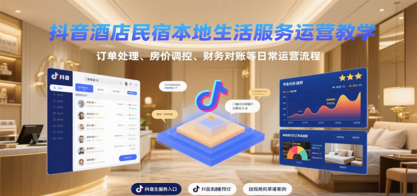 抖音酒店民宿本地生活服务运营教学，订单处理、房价调控、财务对账等日常运营流程| 网创圈