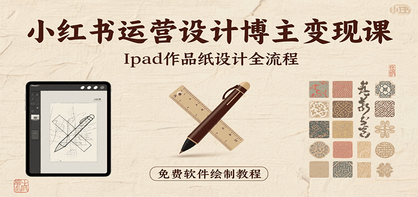小红书运营设计博主变现课：iPad 上手作品纸设计，含全流程及细节技巧，避坑少绕路| 网创圈