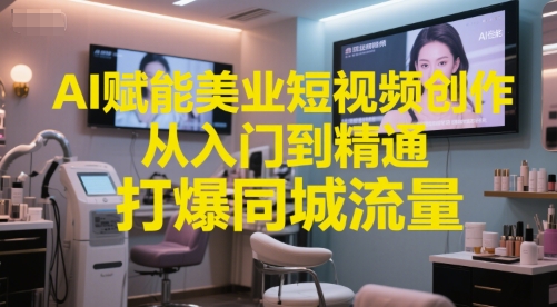 AI赋能美业短视频创作，从入门到精通，打爆同城流量，超级AI工具短视频实操落地| 网创圈