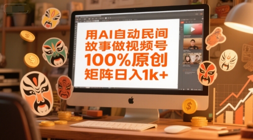 用AI自动民间故事做视频号，100%原创，矩阵日入1k+| 网创圈