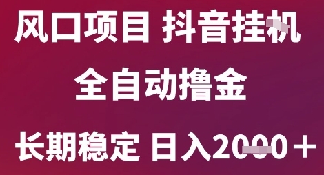 风口项目，六月最新玩法抖音无人挂G，全自动撸金，长期稳定 日入2k+【揭秘】| 网创圈