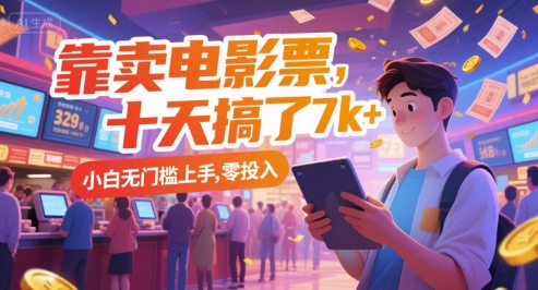 靠卖电影票，十天搞了7k+，小白无门槛上手，零投入【揭秘】| 网创圈