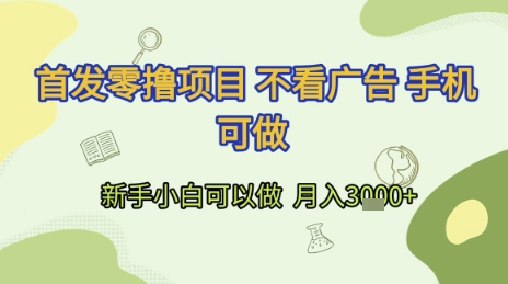 首发零撸项目 不看广告 手机可做 新手小白可以做  月入3k+【揭秘】| 网创圈