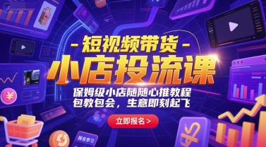 短视频带货-小店投流课，保姆级小店随心推教程，包教包会，生意即刻起飞| 网创圈