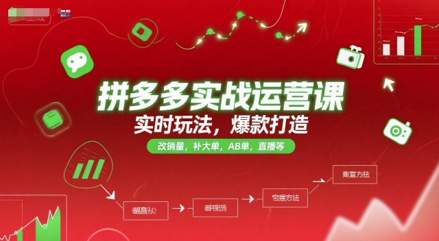 拼多多实战运营课，实时玩法，爆款打造，改销量，补大单，AB单，直播等(更新2025月)| 网创圈