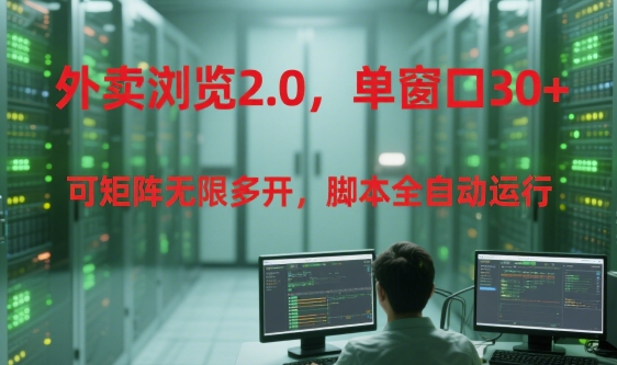 外卖浏览2.0，单窗口30+可矩阵无限多开，脚本全自动运行【揭秘】| 网创圈