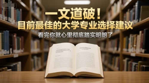 付费文章：一文道破！目前最佳的大学专业选择建议，看完你就心里彻底踏实明朗了| 网创圈