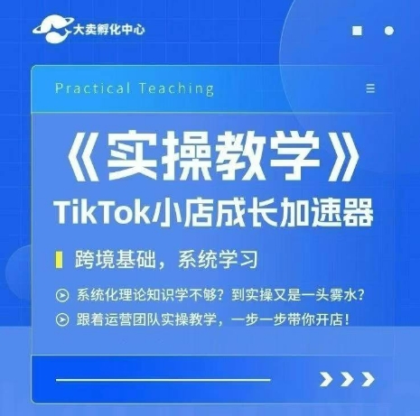 大卖家孵化中心TikTok实操课，TikTok小店成长加速器，跨境基础系统学习，一步一步带你开店| 网创圈