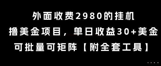 外面收费2980的挂G撸美金项目，单日收益30+美金，可批量可矩阵【揭秘】| 网创圈