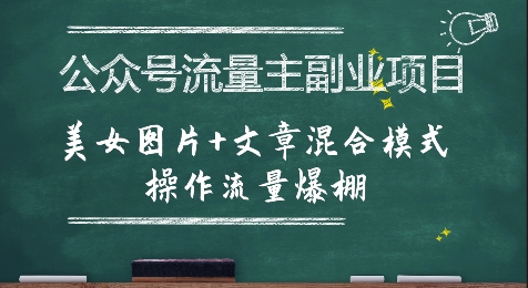 公众号流量主副业项目，美女图片+文章混合模式操作流量爆棚| 网创圈