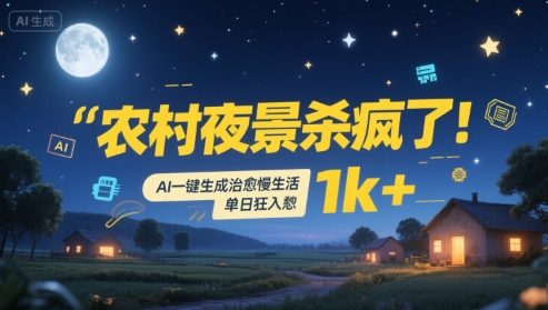 农村夜景杀疯了！AI一键生成治愈系慢生活，单日狂入1k+| 网创圈